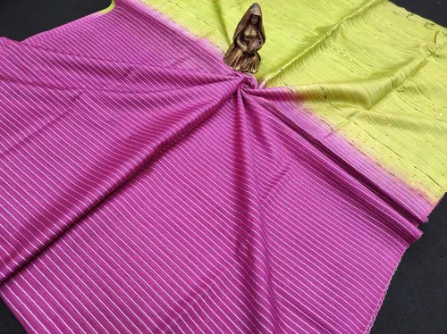 Soft Kota Dual Shade Saree with Steple Stripes & Sequin Pallu